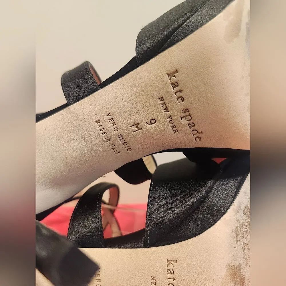 Kate Spade New York Black Satin Strappy Stiletto Sandals Sz.9 Ret. $378 - Picture 7 of 9